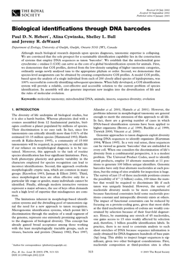 Biological Identifications Through DNA Barcodes