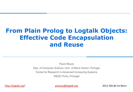 From Plain Prolog to Logtalk Objects: Effective Code Encapsulation and Reuse