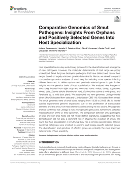 Comparative Genomics of Smut Pathogens: Insights from Orphans and Positively Selected Genes Into Host Specialization