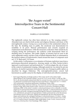 Ihr Augen Weint!’ Intersubjective Tears in the Sentimental Concert Hall