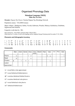 Organized Phonology Data