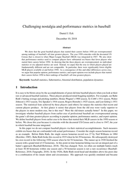 Challenging Nostalgia and Performance Metrics in Baseball