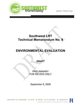 Southwest LRT Technical Memorandum No. 9