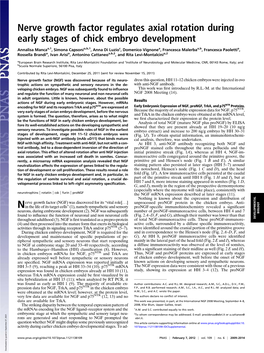 Nerve Growth Factor Regulates Axial Rotation During Early Stages of Chick Embryo Development