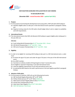 HKSF Guidelines for LCSD Funding Allocation 2021