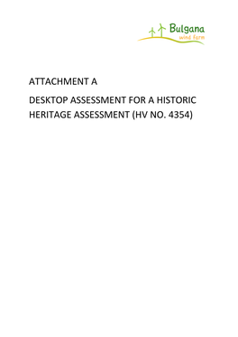Attachment a Desktop Assessment for a Historic Heritage Assessment (Hv No
