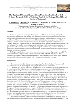 American Cochineal, in Order to Evaluate the Applicability of Statistical Analysis for Distinguishing Different Species of Cochineal