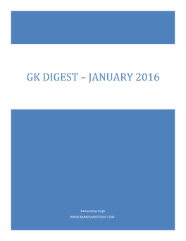 Gk Digest – January 2016