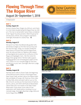 The Rogue River August 26–September 1, 2018 ITINERARY