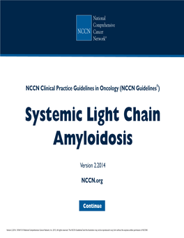 (NCCN Guidelines®) Systemic Light Chain Amyloidosis