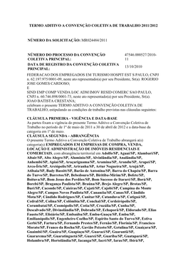 Termo Aditivo a Convenção Coletiva De Trabalho 2011/2012