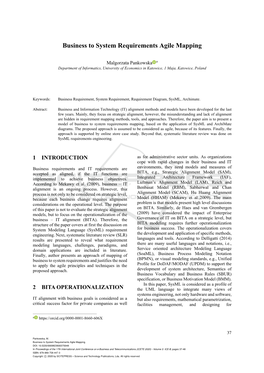 Business to System Requirements Agile Mapping