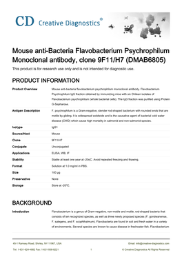 Mouse Anti-Bacteria Flavobacterium Psychrophilum Monoclonal