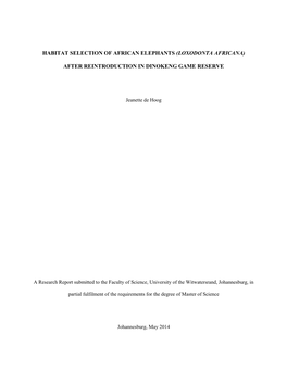 Habitat Selection of African Elephants (Loxodonta Africana)