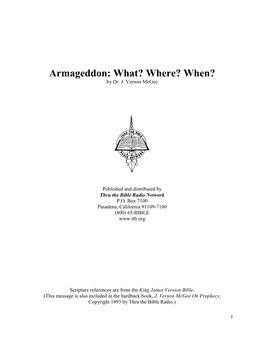 Armageddon: What? Where? When? by Dr