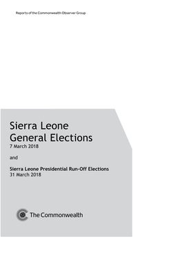 Commonwealth Observer Group Sierra Leone General Elections 7 March 2018