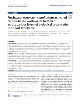 Freshwater Ecosystems Profit from Activated Carbon-Based Wastewater