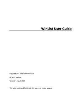 Winlist 10.0 User Guide