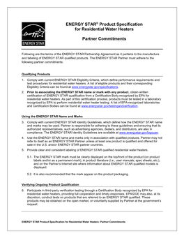 ENERGY STAR Water Heaters Version 3.0 Program Requirements