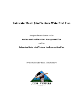 Rainwater Basin Joint Venture Waterfowl Plan