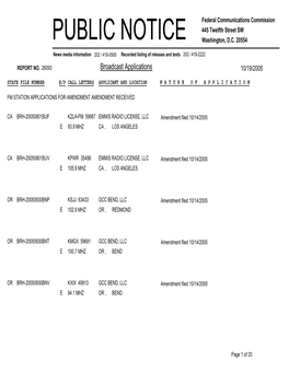 Broadcast Applications 10/19/2005