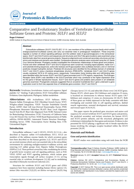 SULF1 and SULF2 Roger S Holmes* Griffith Institute for Drug Discovery and School of Natural Sciences, Griffith University, Nathan, QLD, Australia