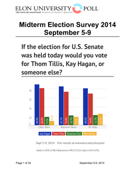 Midterm Election Survey 2014 September 5-9