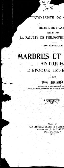 Marbres Et Textes Antiques D'époque Impériale [Microform]