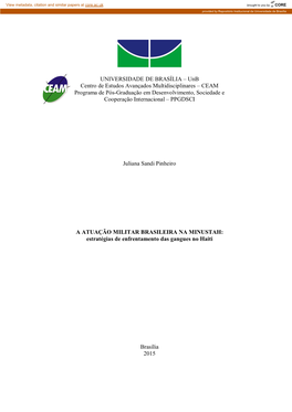 A ATUAÇÃO MILITAR BRASILEIRA NA MINUSTAH: Estratégias De Enfrentamento Das Gangues No Haiti