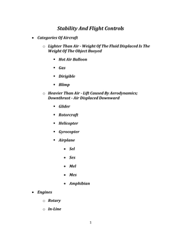 Stability and Flight Controls