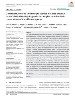 Genetic Structure of Two Prosopis Species in Chaco Areas: a Lack of Allelic Diversity Diagnosis and Insights Into the Allelic Conservation of the Affected Species