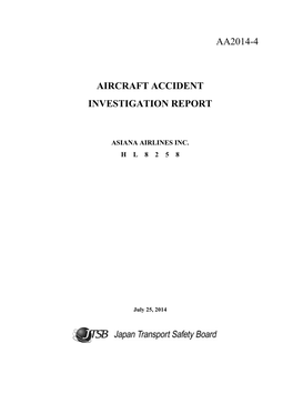 Aa2014-4 Aircraft Accident Investigation Report