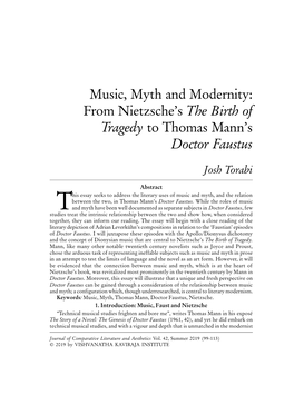 Music, Myth and Modernity: from Nietzsche's the Birth of Tragedy To