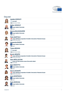 Italian Meps List 2019-2024