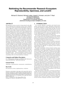 Rethinking the Recommender Research Ecosystem: Reproducibility, Openness, and Lenskit