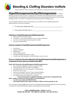 Dysfibrinogenemia Diagnosis Packet