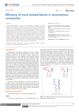 Efficiency of Warp Knitted Fabrics in Cementitious Composites