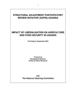 Impact of Liberalisation on Agriculture and Food Security in Uganda