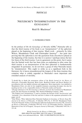 Article Nietzsche's 'Interpretation'