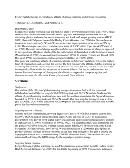 Redistribution of Vegetation Zones and Populations of Larix Sibirica Ledb