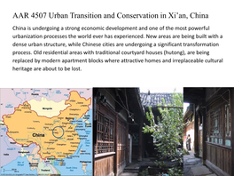 AAR 4507 Urban Transition and Conservation in Xi'an, China