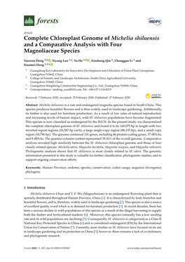 Complete Chloroplast Genome of Michelia Shiluensis and a Comparative Analysis with Four Magnoliaceae Species