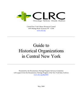 Guide to Historical Organizations in Central New York