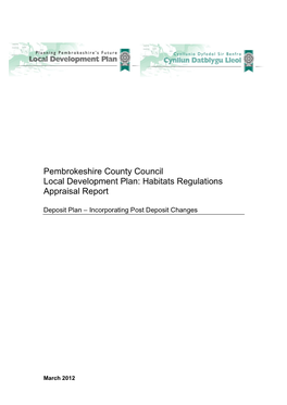 Pembrokeshire County Council Local Development Plan: Habitats Regulations Appraisal Report
