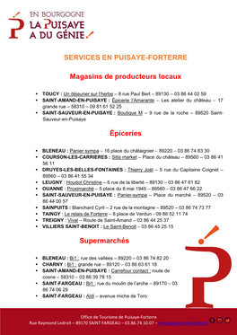 SERVICES EN PUISAYE-FORTERRE Magasins De Producteurs Locaux