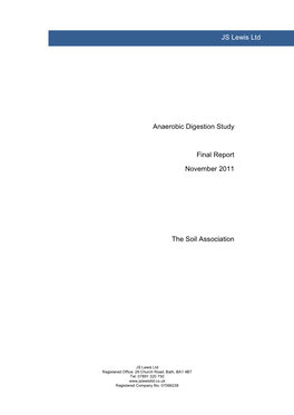 JS Lewis Ltd Anaerobic Digestion Study Final Report November 2011