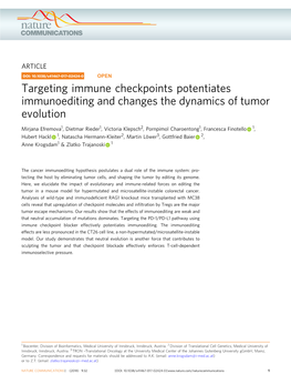 Targeting Immune Checkpoints Potentiates Immunoediting and Changes the Dynamics of Tumor Evolution