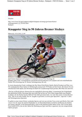 Knappster Sieg in 50 Jahren Bremer Sixdays - Radsport - FOCUS Online
