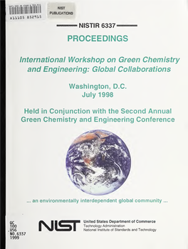 International Workshop on Green Chemistry and Engineering: Global Collaborations