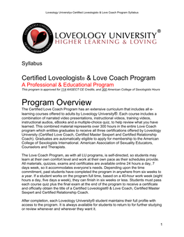 Certified Love Coach Program Syllabus